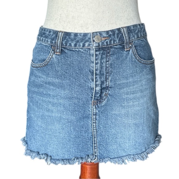 J. Crew Dresses & Skirts - J.Crew Distressed Denim Mini Skirt Frayed Hem Blue Jean Skirt Casual Y2K Size 2